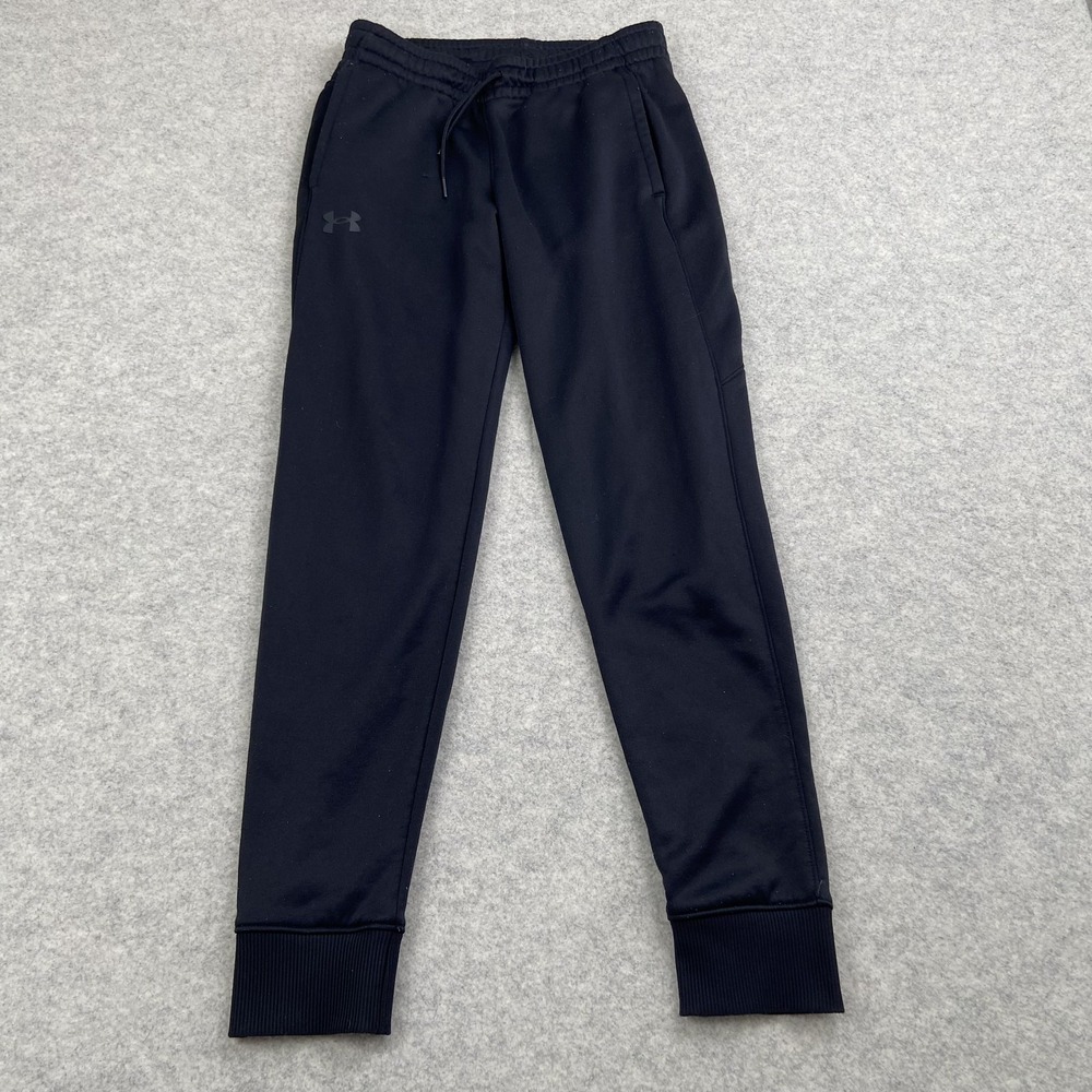 Under Armour Pants Youth Large 14-16 (26x28) Black Fleece ColdGear Joggers Logo